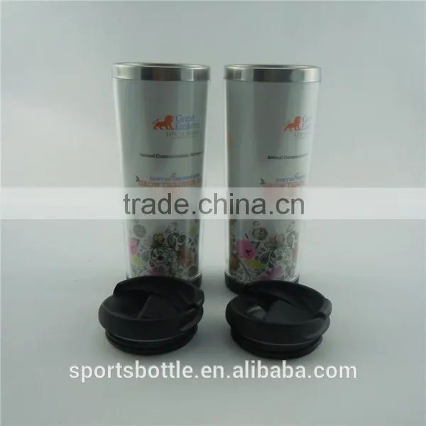 Fashion Design Double Wall Steal Inner PS Outer Travel Mug With Paper Insert photo-2
