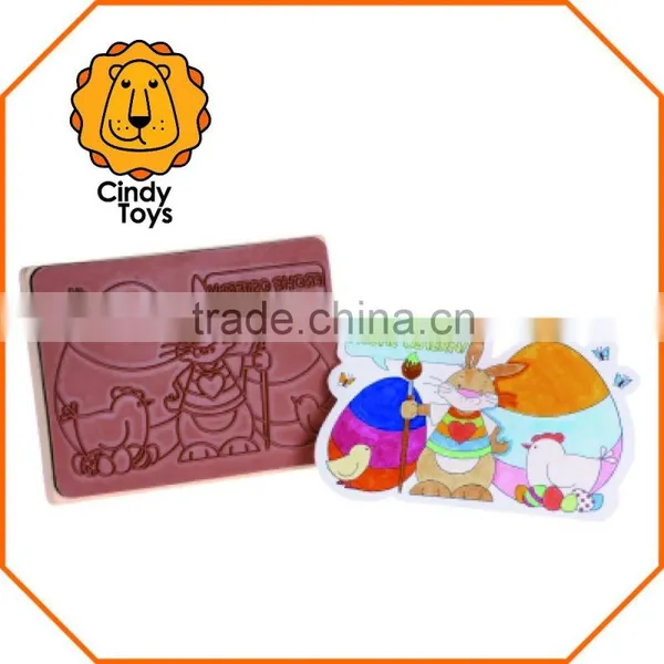 Wooden Stamp Happy Easter 1 Pcs for Kids
