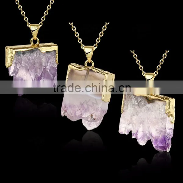 Purple Stone Chunky Necklace, Beautiful Necklace With Single Big Stone Pendant Quality Choice photo-2