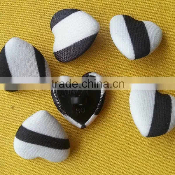 Union Logo Plastic Shell Heart Shape Self Fabric Covered Shank Button -- F1503 photo-2