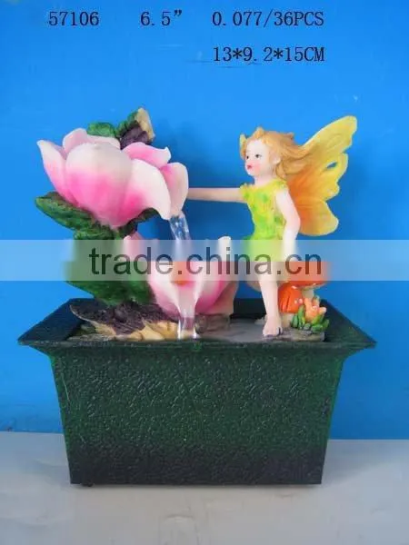 Polyresin Baby Fairy With Battery Operated Fountain