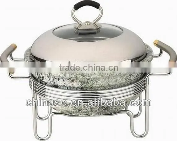 SANCONG natural granite stone soup pot with metal holder
