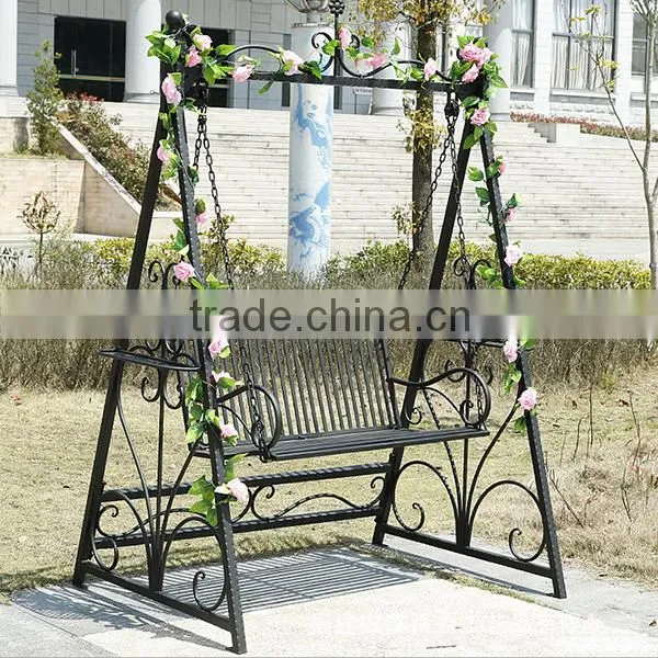 Antique Metal Long Swing Hanging Chair for Indoor Outdoor Decoration photo-5