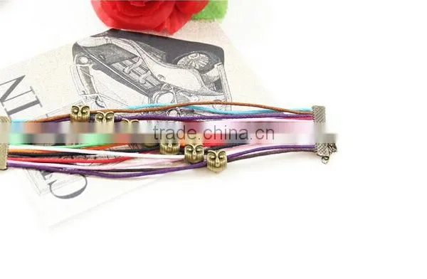 >>hot Selling Cute Promotional Colorful Multi Strands Cord Owl Bracelet/ photo-3
