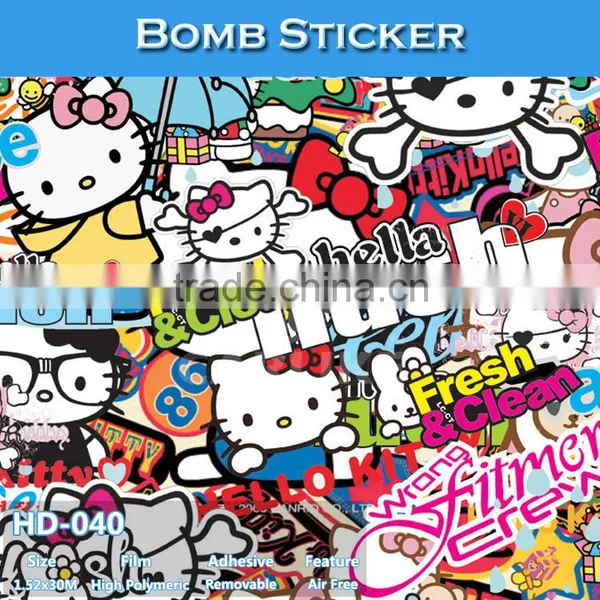 HD-041 CARLIKE Air Bubble Free Decorative Car Vinyl Hello Kitty Bomb Sticker photo-3