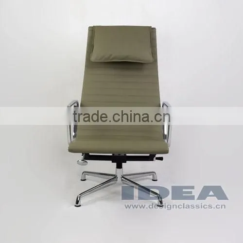 Replica Charles Aluminum Executive Easy Chair - Light Grey Genuine Leather photo-2