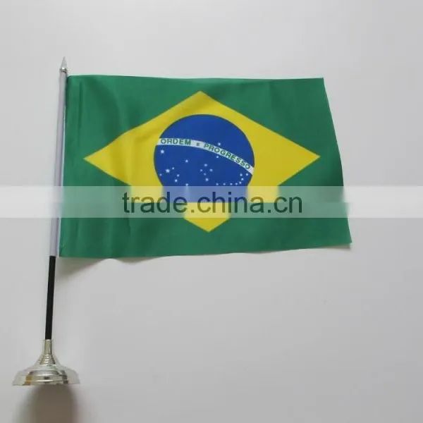 DecoratIve Wholesales 170T Polyester Fabric Small Size Brazil Table Stand Flag photo-2