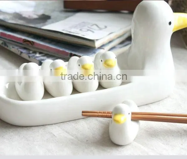 Cute duck Spoon rack ,Ceramic Duckling Spoon Rests ,Chopsticks spoon Storage