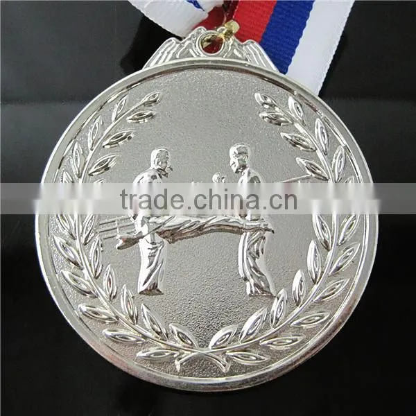 Custom Sport Medal Trophy Silver Medal / Blank Back Can Make Logo Taekwondo Medal
