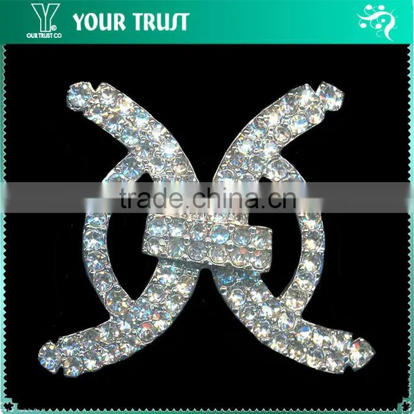 6MM 2MM Clear Cystal Rhinestone Wedding Garment Rhodium Metal Pair Buckle photo-2