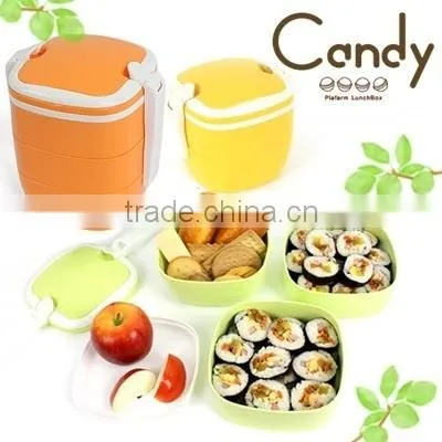 Candy Lunch Box 2S / Three-stage Box/Green/Orang/Yellow/Pink