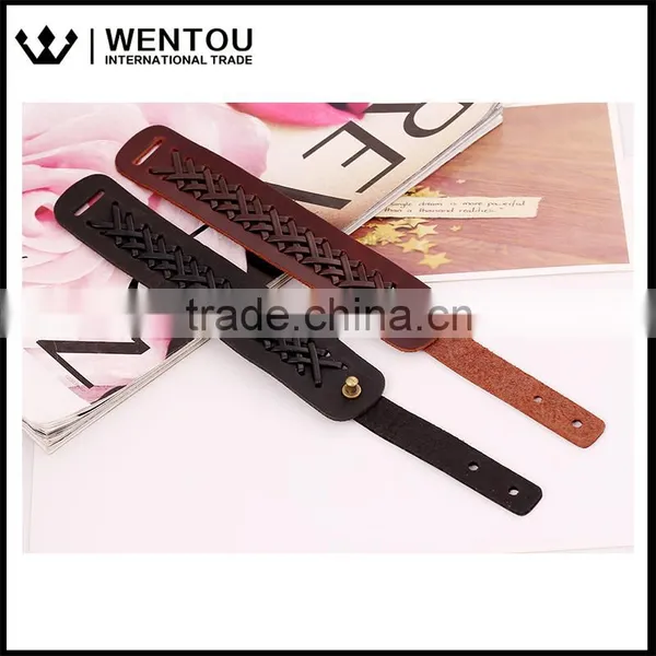 Wholesale Men Vintage Leather Bracelet With One Buckle Wristband Cuff Bangle photo-4