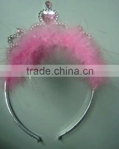 Pink Feather Princess Crown for Kids