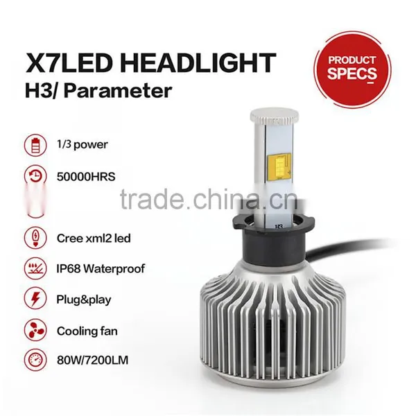 High-grade Waterproof X7 LED Car Headlight H3 40W 4800LM With High Quality photo-3
