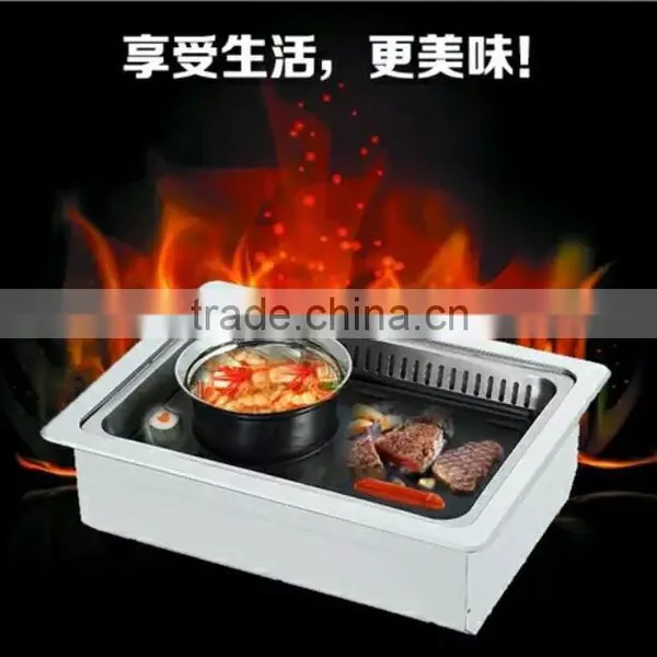 Japanese Bbq Grill With Hot Pot Teppanyaki Table Small Business at Home Camping