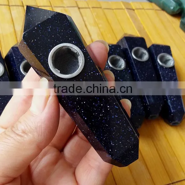 Wholesale Blue Sand Stone Crystal Smoking Pipes photo-3