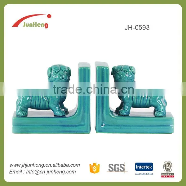 Resin Crafts Glazed Bookends Ceramic Dog Home, Home Decors Products