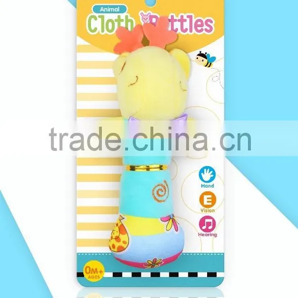 2016 Newborn Baby Toys Baby Hand Shaker Plush Toy for Infant Plush Giraffe With CE/ROHS Test Reports