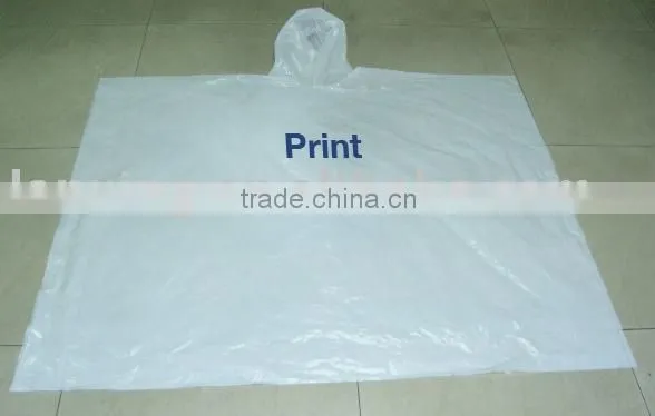 PEVA/EVA/PE Recyclable Printed White Rain Poncho