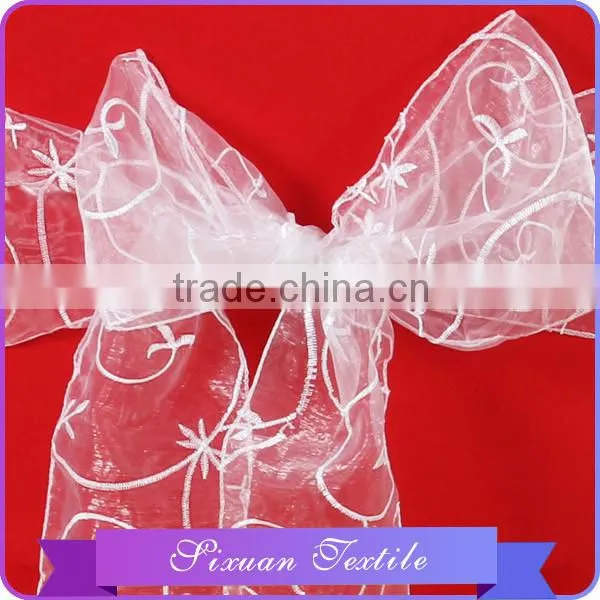 2016 Newest Organza Base Embroidery Chiffon Chair Sash Wholesale in China photo-4