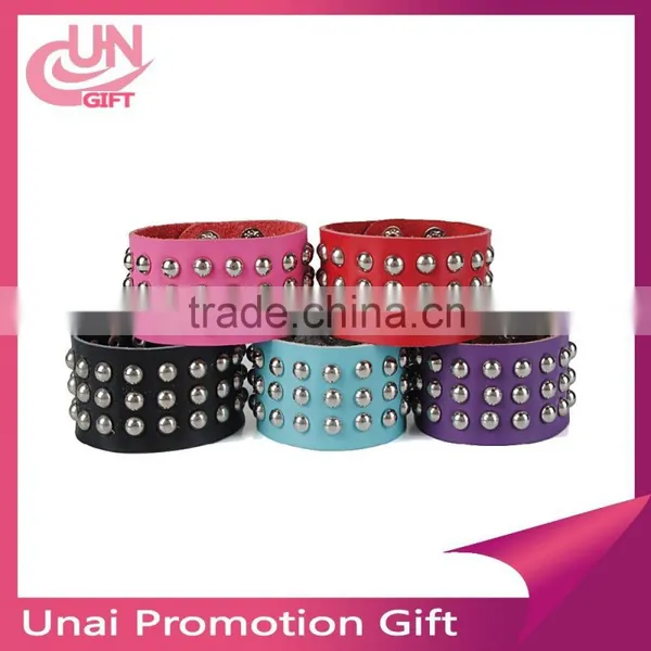 Fashion Charm Bracelet Fine Leather Rivets Bracelet Promation Gift photo-3