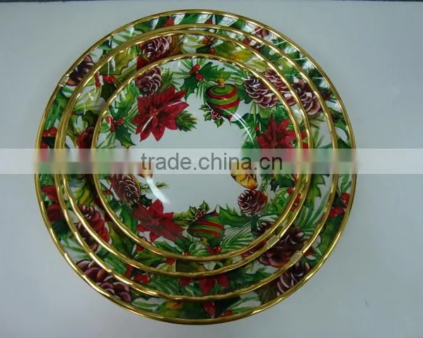 4pcs Popular Flower & Christmas Design Dinnerware Plastic Tray