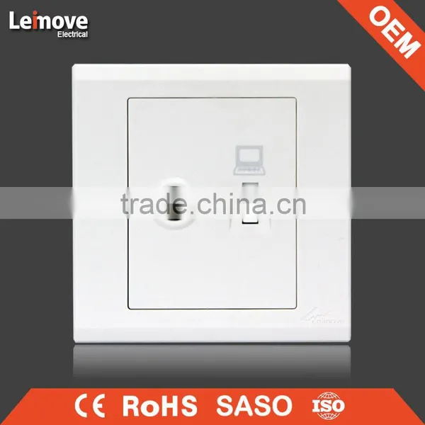 High Quality Frosted Faceplate PC White Double TV Walll Socket photo-5