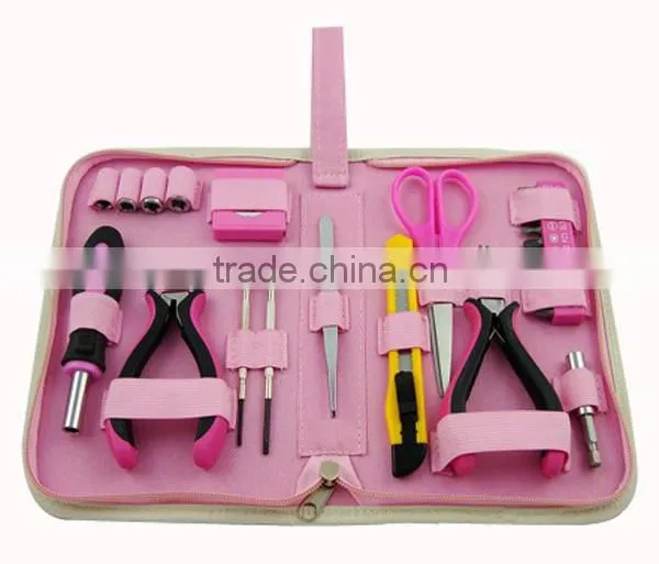Promotion 23 Piece Home Pink Tool Kit With Ledlight ,Measuring Tape ,sockets Great Gifts For Ladies photo-2