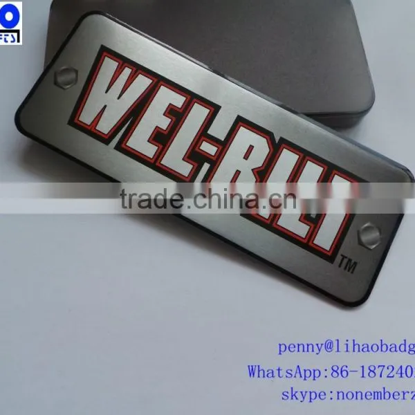 Custom Brushed Silver Metal Brand Logo Label, Self Adhesive Aluminum Stickers photo-3