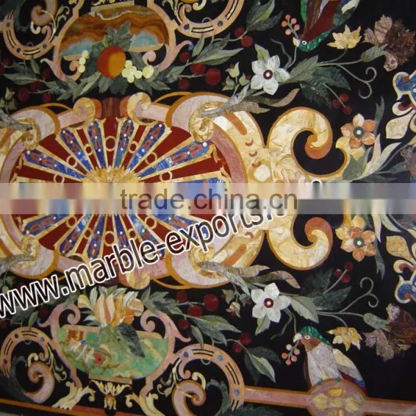 Rectangle Pietra Dura Tables, Italian Dining Table Tops Multi Colors Stone Inaly photo-3