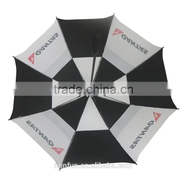 30" Strong Fiberglass Frame Windproof Double Canopy Golf Umbrella photo-2