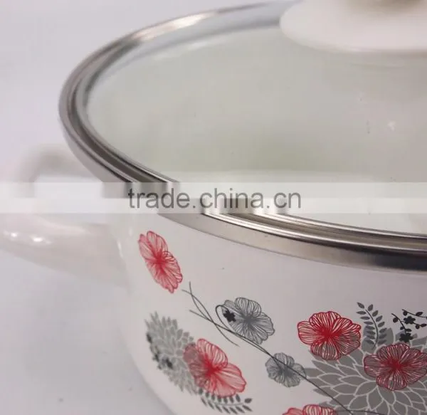 6 Pcs Flower Printing Enamel Cookware Set With Decoration photo-3