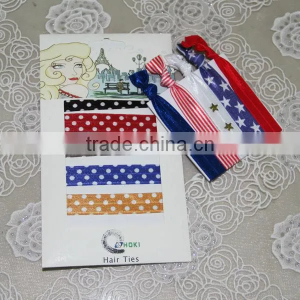 Print Fold Over Elastic for Hair Ties Supply /2015 Fashion Satin Hair Ties photo-5