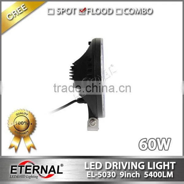60W 9" High Power Round Truck Tractor Trailer Heavy Duty Vehicles High Power Driving Spotlight 4x4 off Road Headlight photo-6