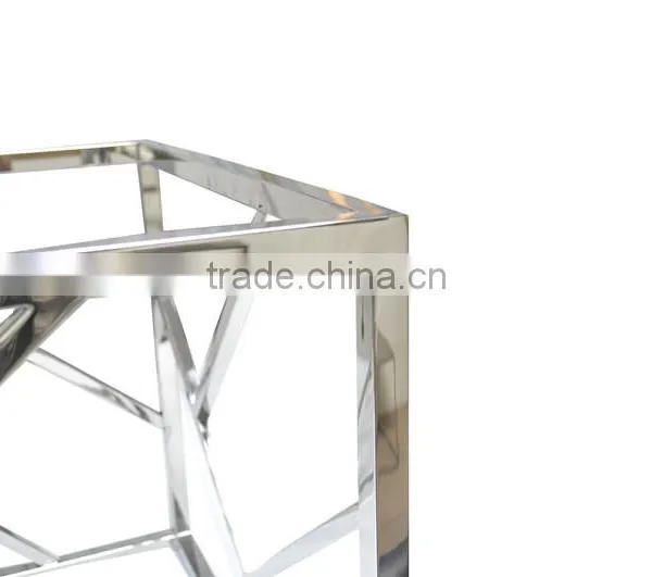 Modern Living Room Rose Gold Stainless Steel Clear Square Glass Coffee Table photo-5