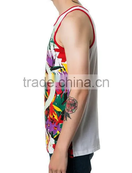Wholesale Floral Printing Mens Custom Tank Top photo-3