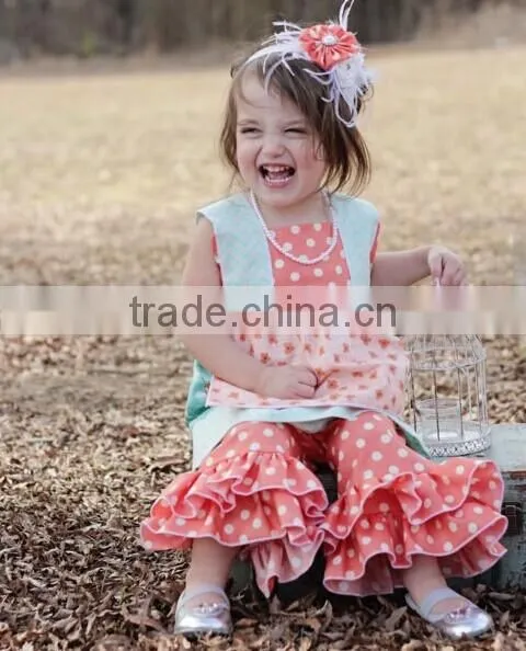 Fashionable Autumn Mustard Pie Girls Boutique Clothing Outfits Girls Ruffle Pants Set photo-3