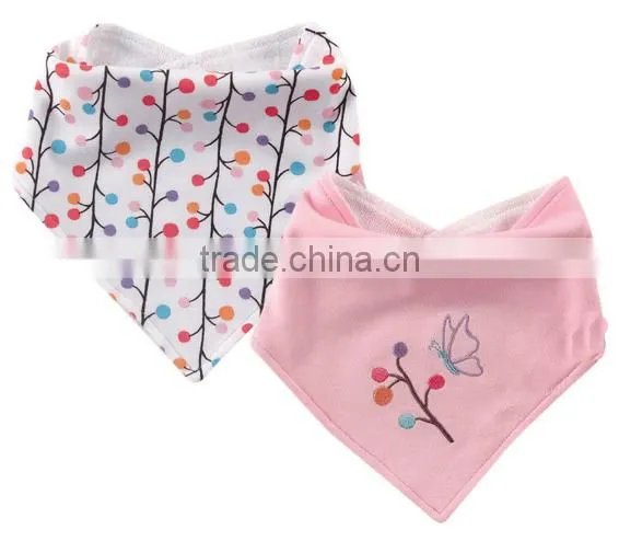 China Cute Baby Gift Applique Cotton Custom Absorbent Dribbler Wholesale Bandana Baby Bibs photo-3