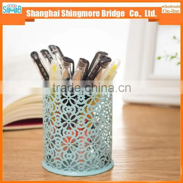 Cheap Wholesale Good Quality Mental Carved Hollow Pen Holder for School and Office photo-3