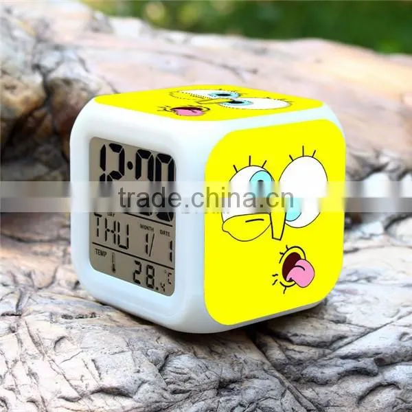 (Hot ) SpongeBob Cartoon LED Alarm Clock, SpongeBob Digital Clock, SpongeBob 7 Color Change Small LED Clock photo-4