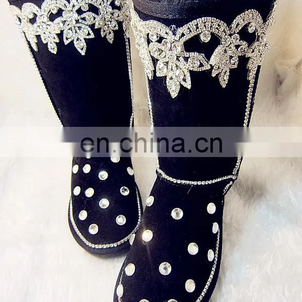 Aidocrystal 2014 New Wholesale Black Winter Snow Diamond Rhinestone Boots for Women photo-3