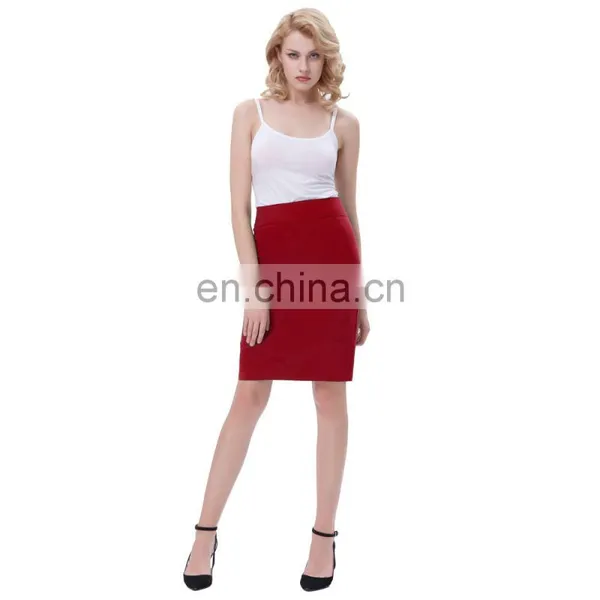 Kate Kasin Occident Women OL Skirt High Stretchy Hips-Wrapped Red Pencil Skirt KK000269-3 photo-2