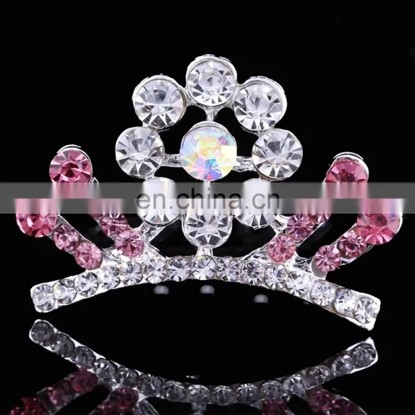 Mini Cute Sweet Kids Trendy Rhinestone Korean Style Crown Tiaras photo-3