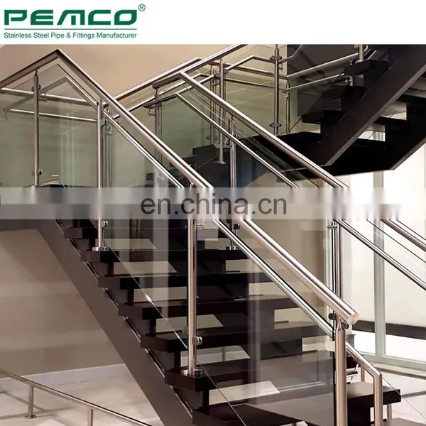 Indoor Staircase Glass Balustrade Post Stainless Steel Stair Glass Railing Clamp Designs photo-3
