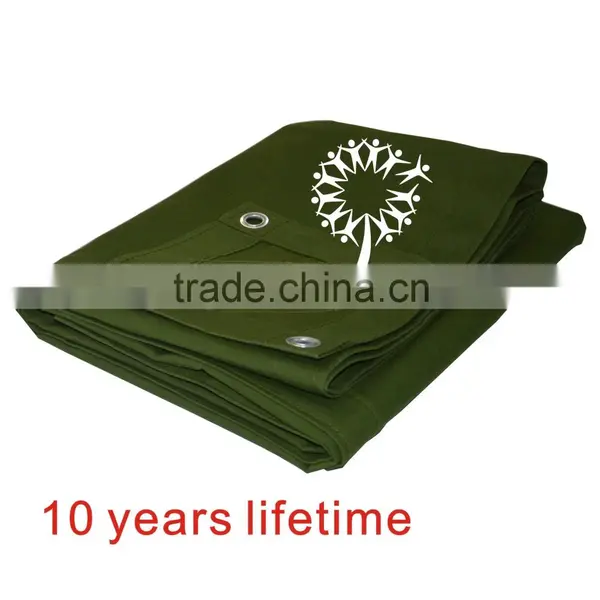 Olive Green Polyester Cotton Heavy Duty Waterproof Canvas Tarps photo-6