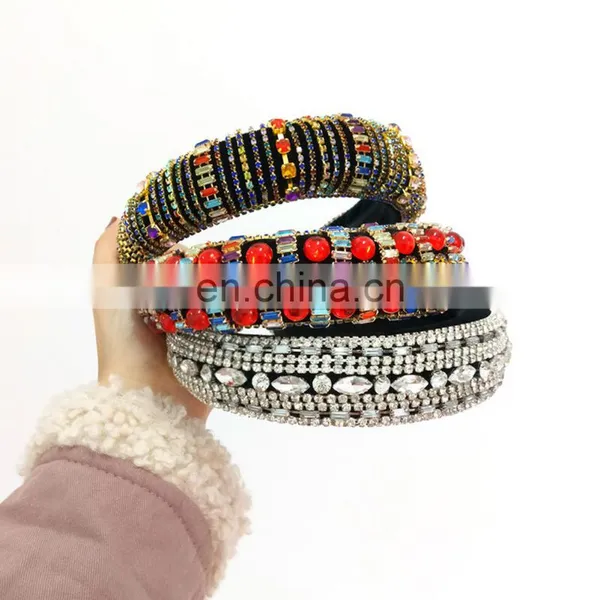 Fashion Designer Luxury Handmade, Glitter Crystal Rhinestone Wide Padded Headband for Women Hair Accessories Jewelled/ photo-2