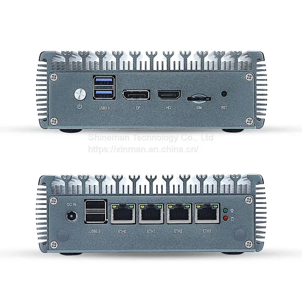 Fanless Embedded Mini PC 4 LAN Dual 4K HDMI/DP Display Intel Celeron N4000 Duol Processor Desktop Computer for Office/Business photo-4