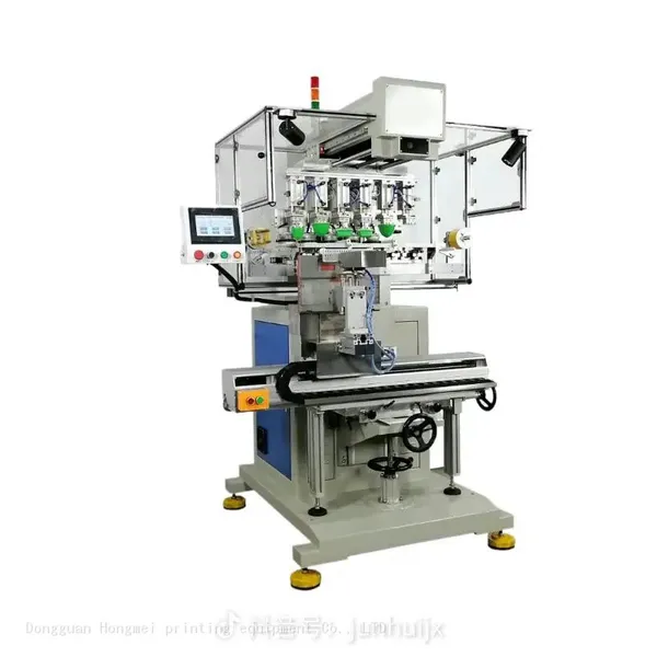 Hongmei Six Color Conveyor Belt Pad Printing Machine Game Handle Precision Color Environmental Protection Oil Basin Plastic Marking Machine photo-5