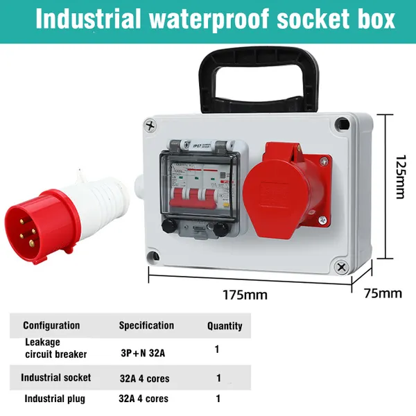 Heavy-Duty Handheld Waterproof Power Socket Box, Custom Multi-outlet Temporary Power Distribution Unit for Construction, Workshop, Stage Performance photo-2
