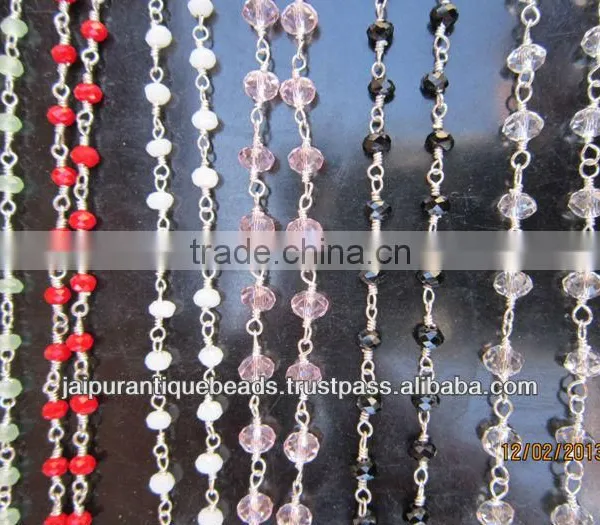 16 INCH CRYSTAL 3MM-4MM FACETED ROUNDELL SILVER POLISH METAL 6 SET OF CHAIN...